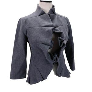 Anthropologie Ruffle Wool Blazer / Coat - size 0 / XS